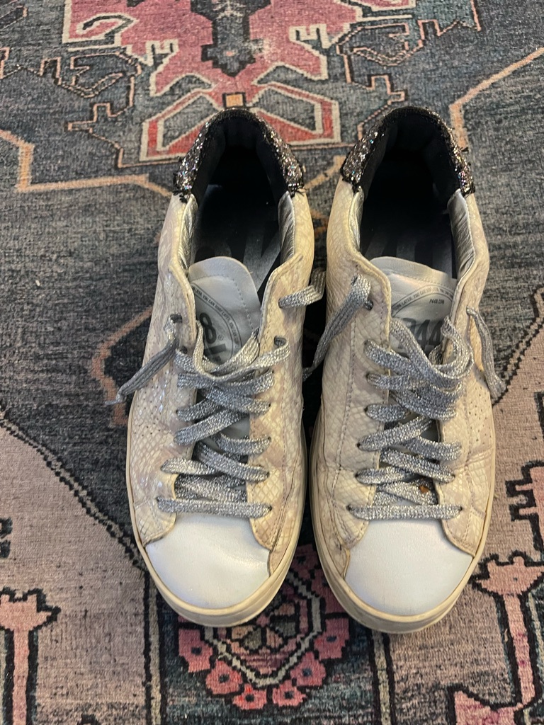 P448 Metallic Silver Python-Texture Sneakers